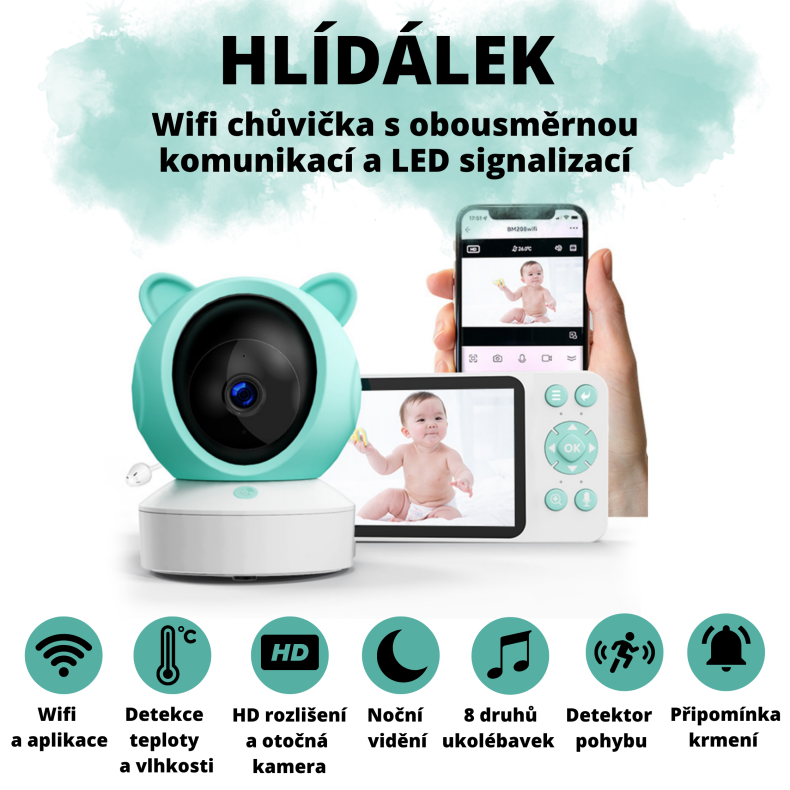 Hlídálek – chytrá WiFi video chůvička s Full HD, nočním viděním a aplikací na telefon
